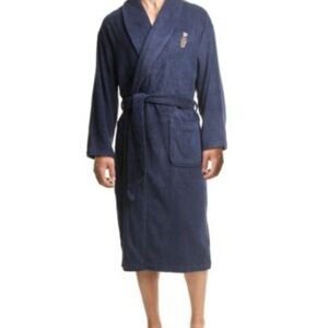 Polo Ralph Lauren Navy blue Terrycloth Men’s Robe Teddy bear On front Size S/M